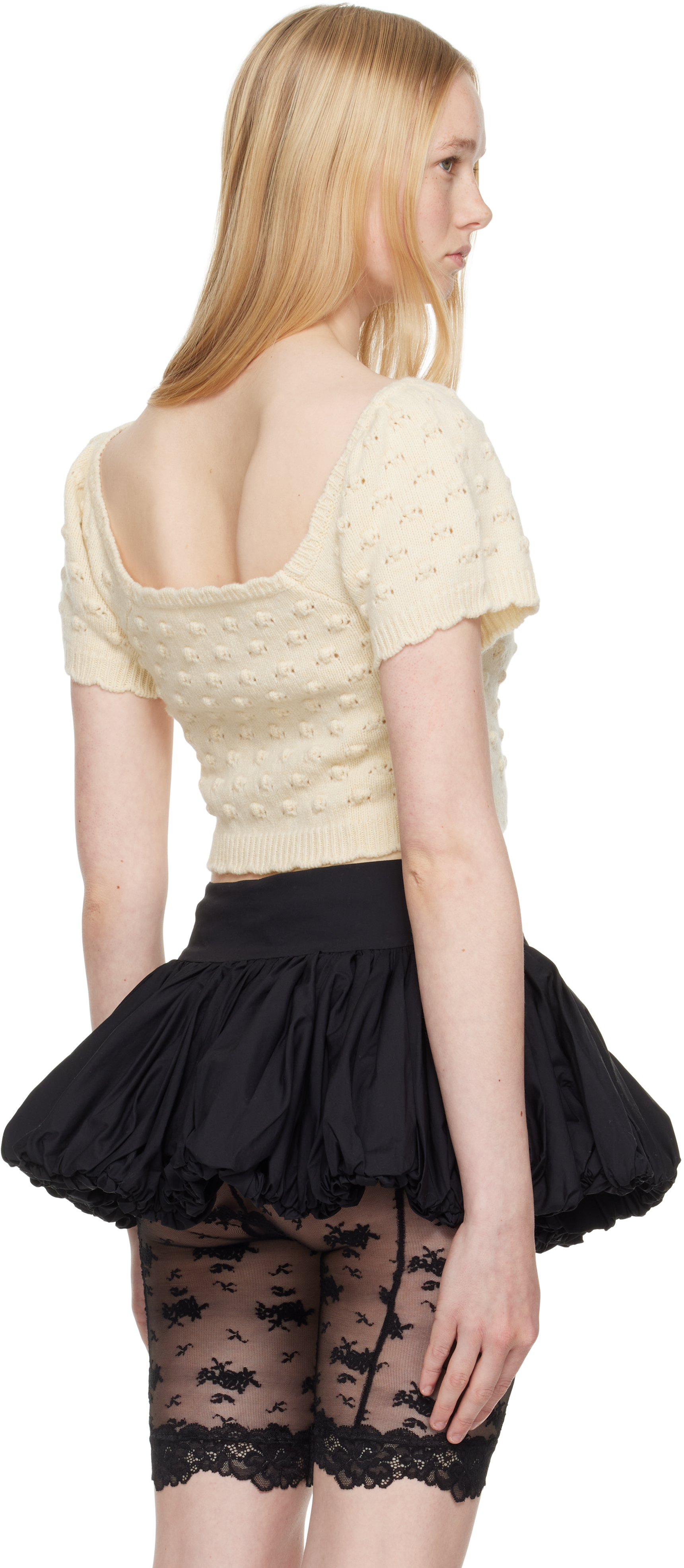 SSENSE Exclusive Beige Bow Tied Wool Top