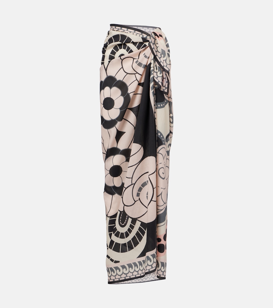 Printed cotton beach cover-up