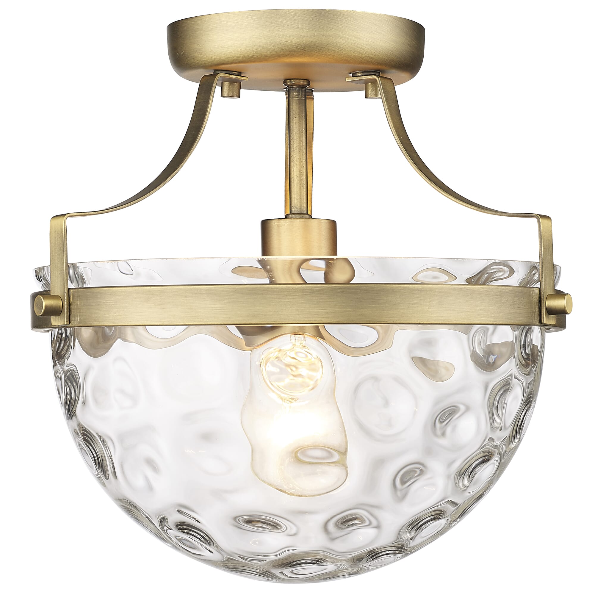 Antique Brass One Light Semi-Flush Mount from the Quinn Collection