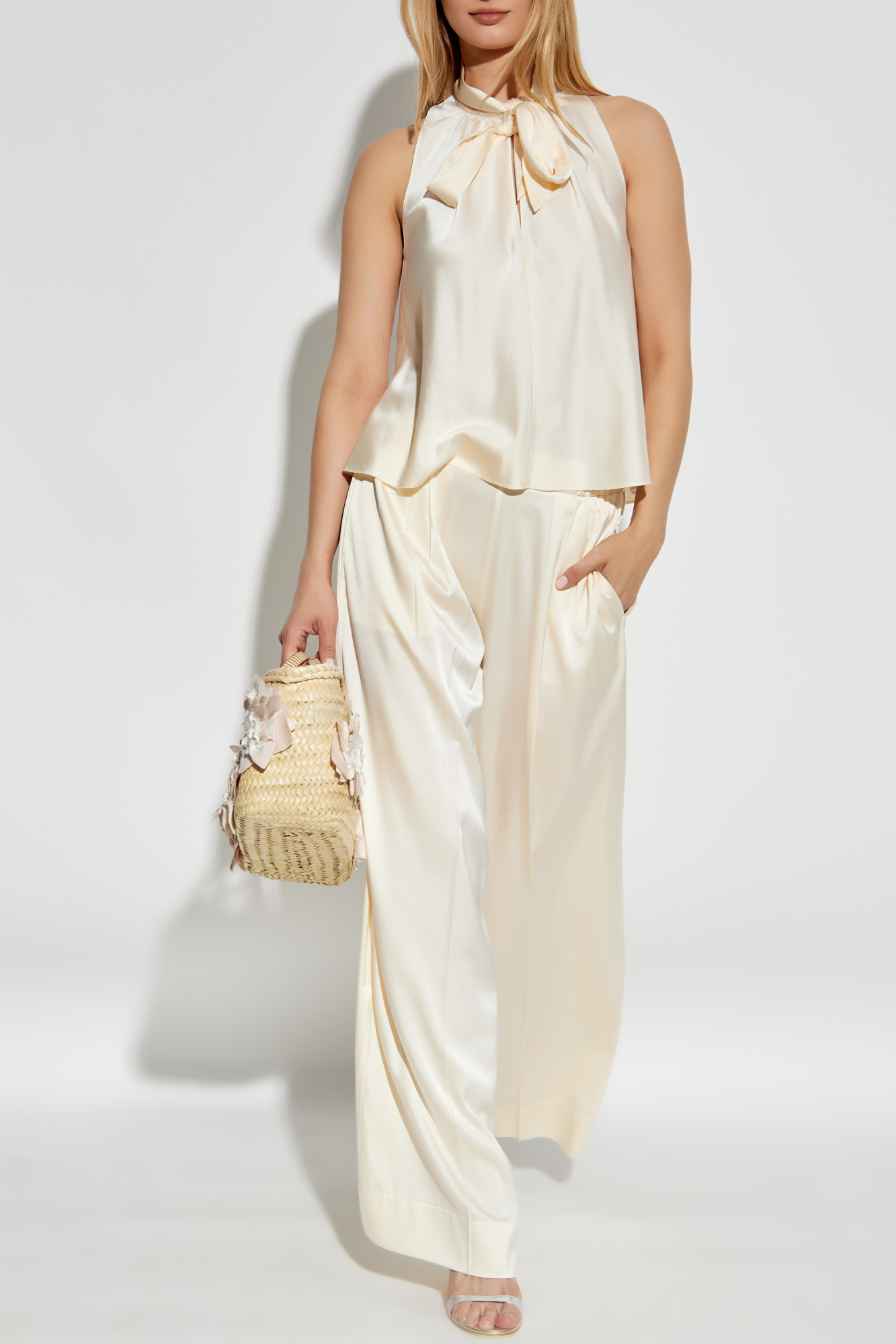 Silk Top, Women's, Cream