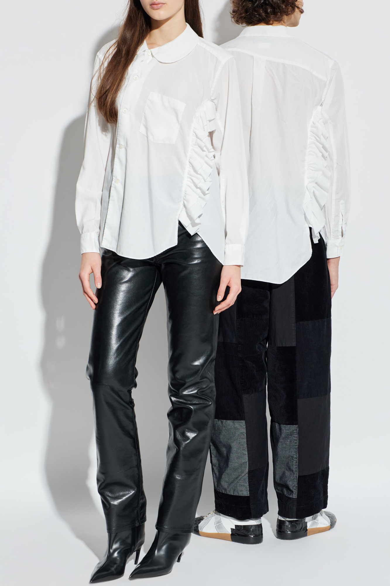 Shirt With Ruffles, Unisex, White