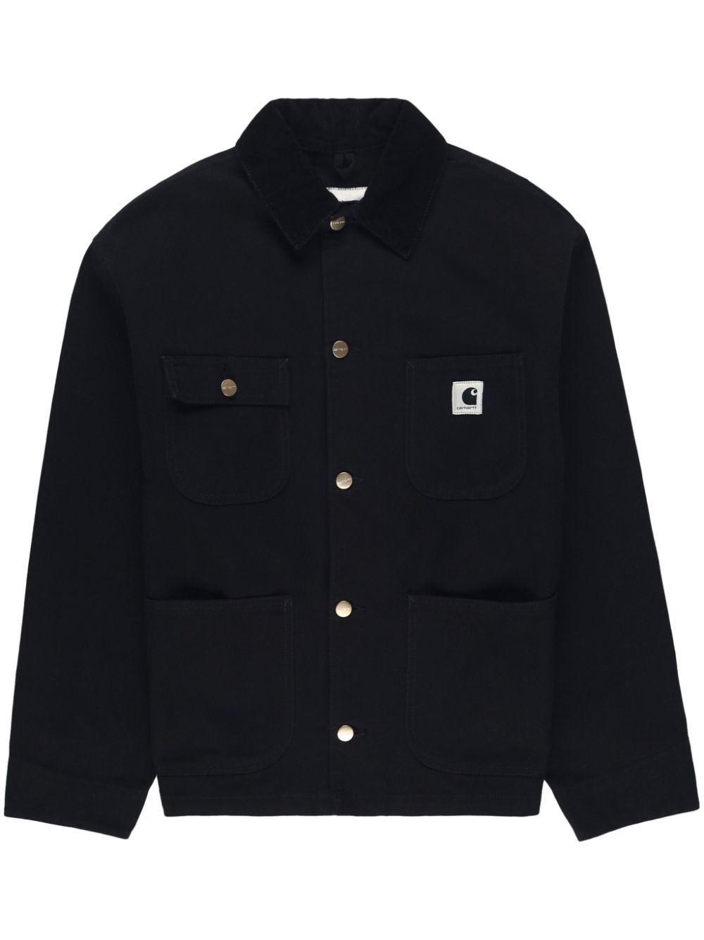 Logo-patch cotton shirt jacket - Black
