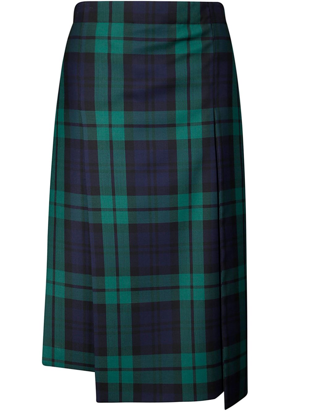 Tartan wool midi skirt - Green
