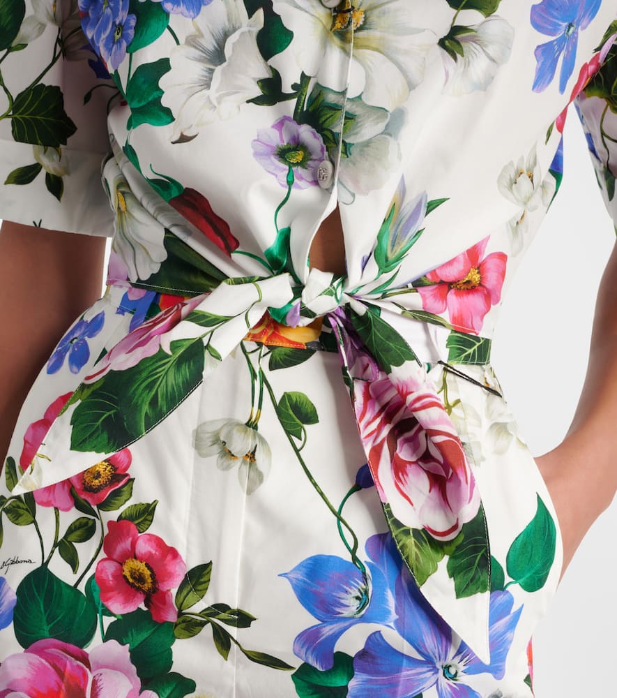 Cropped floral cotton shirt