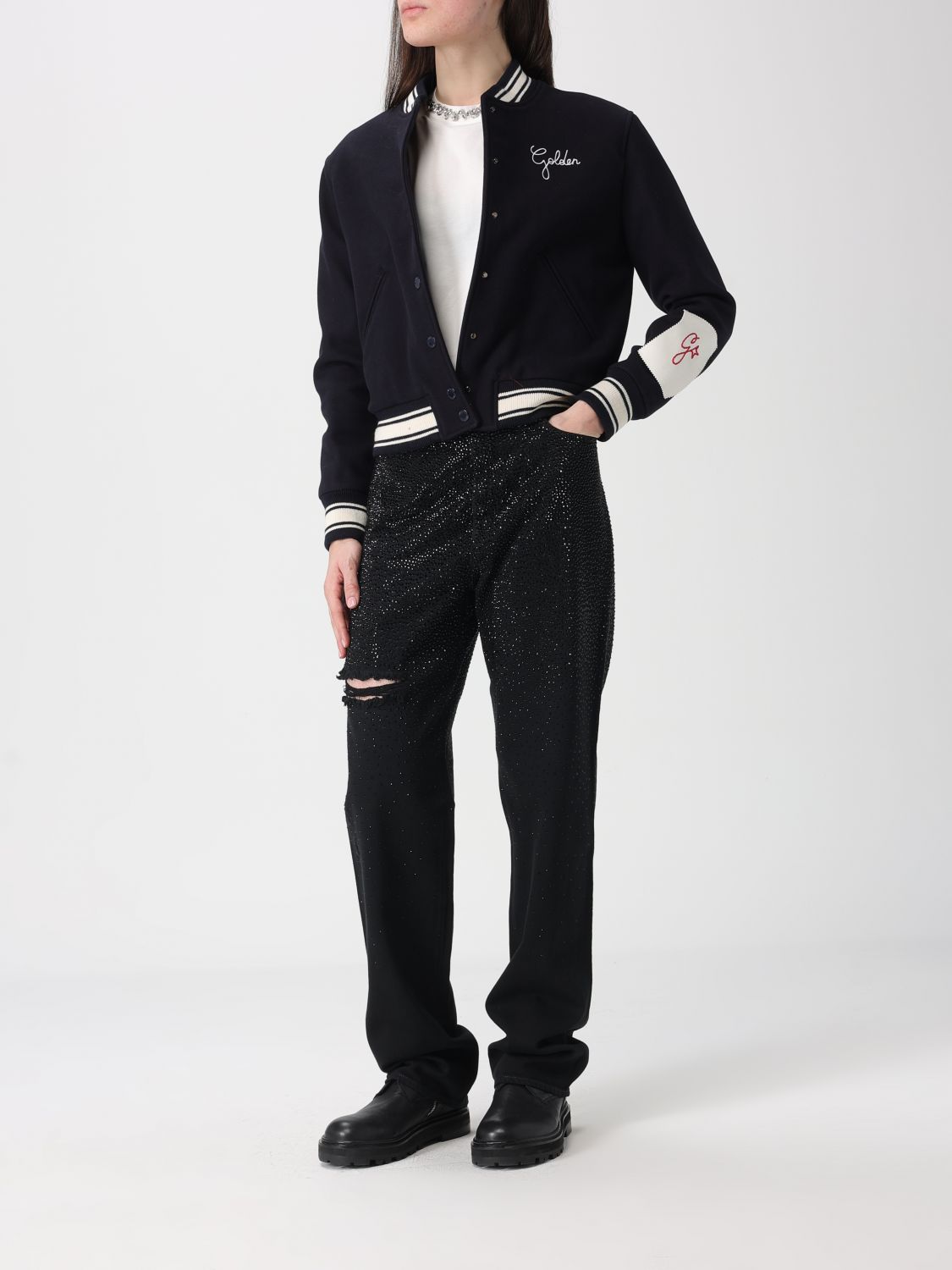 Crystal-embellished wide-leg jeans - Black