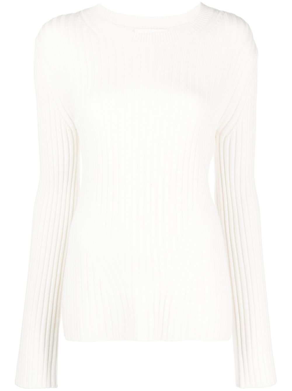 Ribbed-knit long-sleeve top - Neutrals