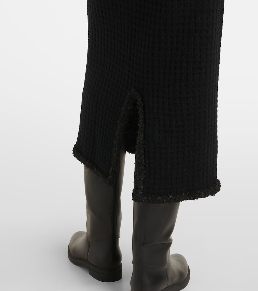 Distressed wool and cashmere pencil skirt