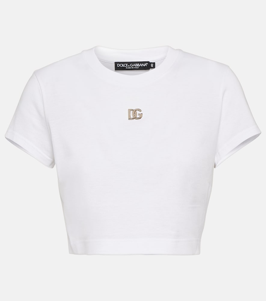 Logo cotton jersey crop top
