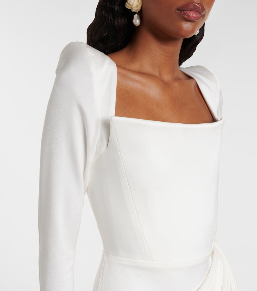 Alex Perry Bridal draped crepe satin bustier gown