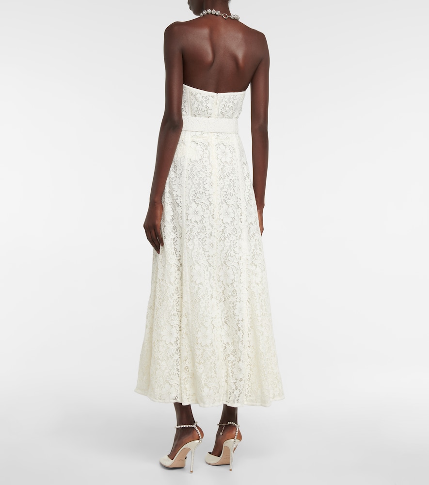 Sharie belted lace bustier gown