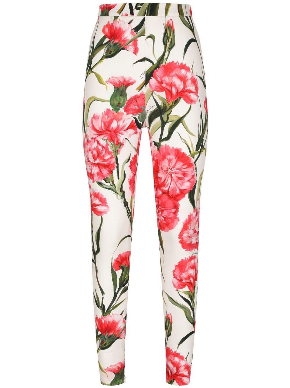 Floral-print silk leggings - White