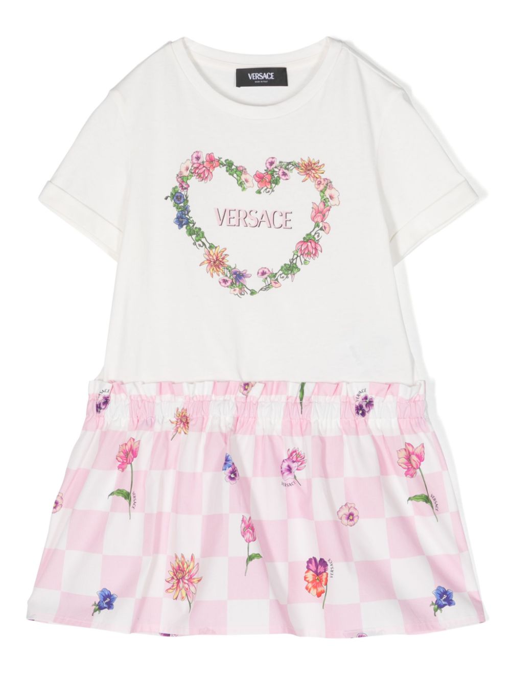 Logo-print flared dress - White