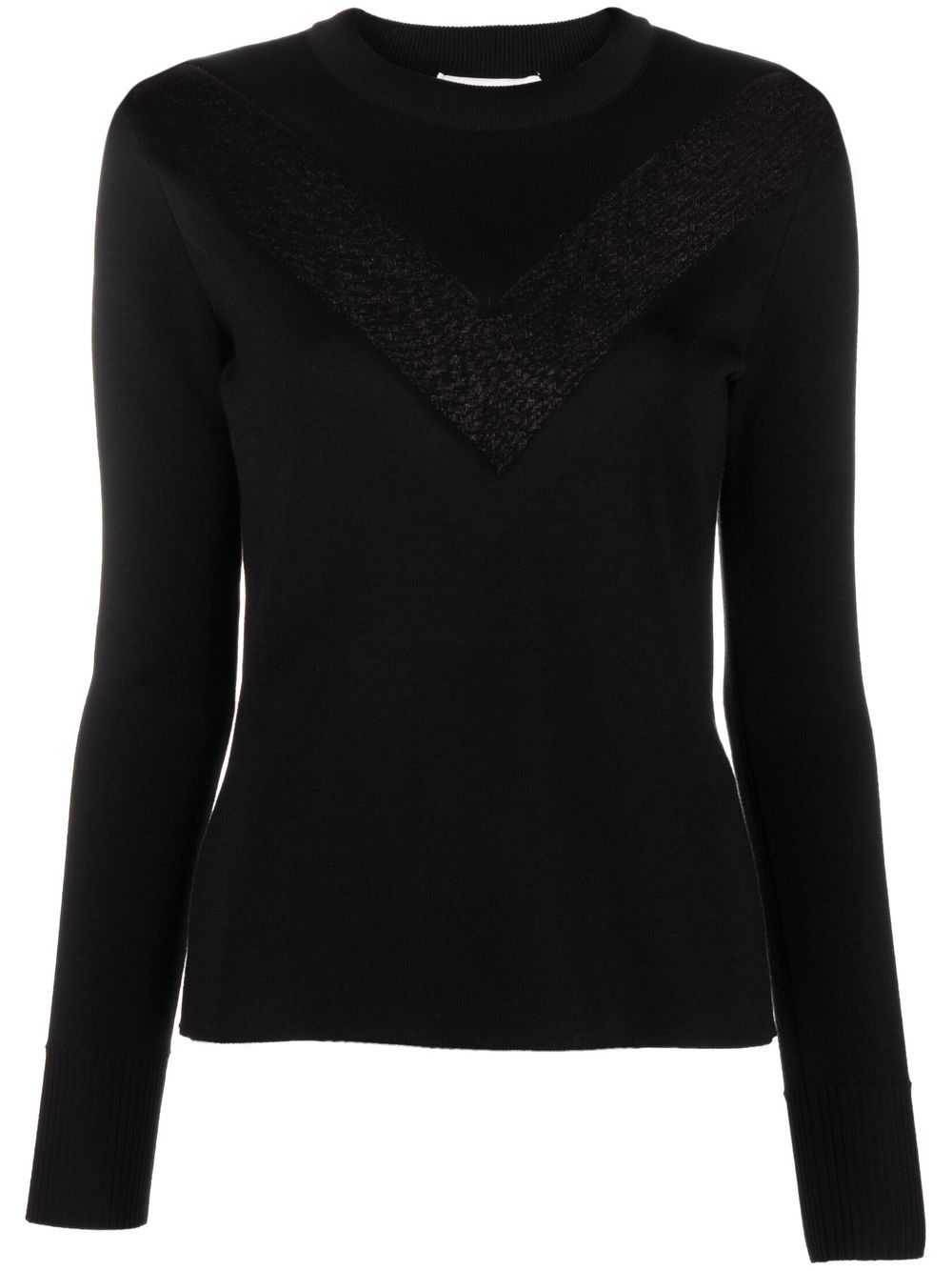 Sheer panel crew-neck jumper - Black