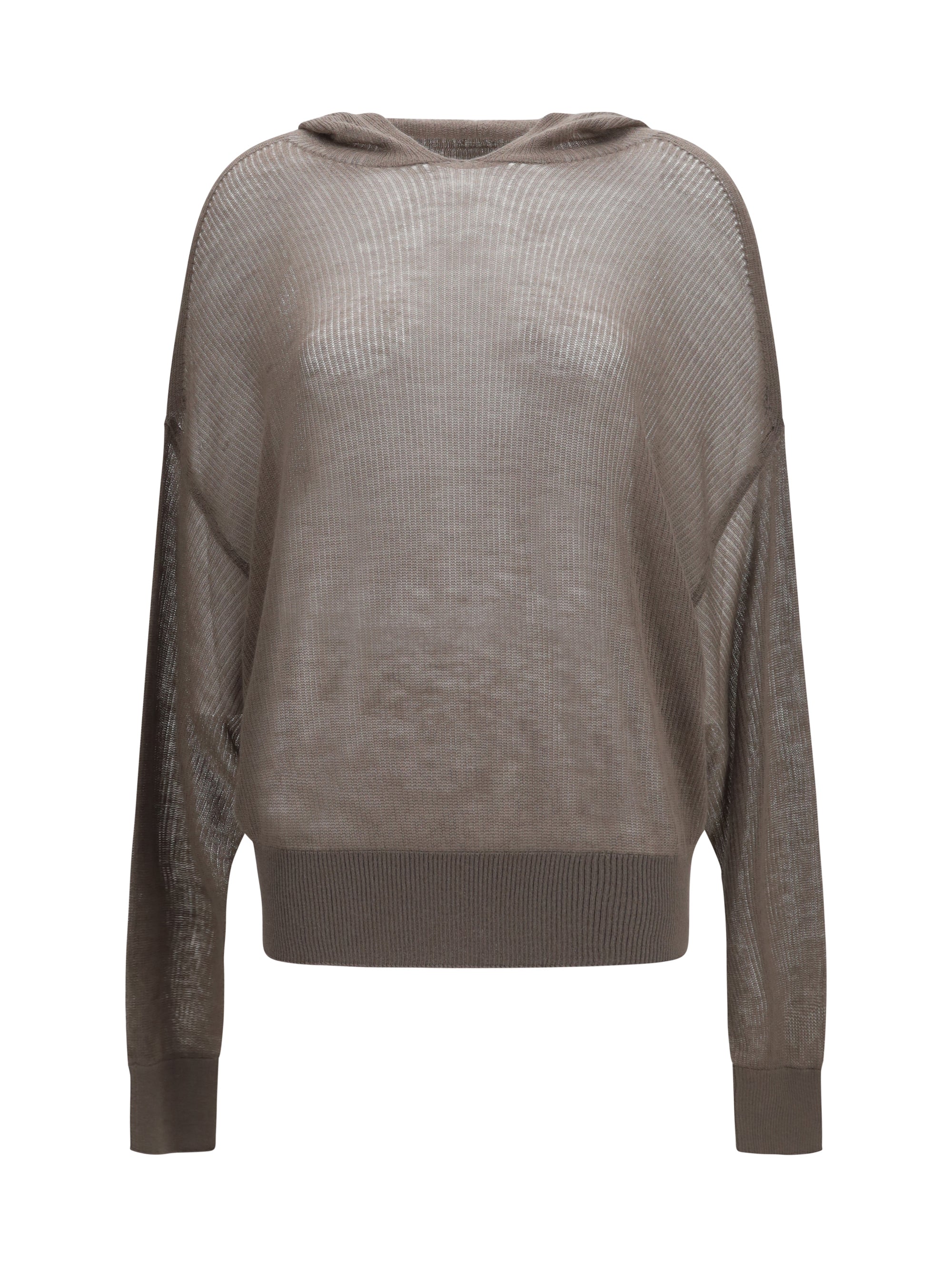 Semi-Sheer Kashmir Knit Hoodie — Gray
