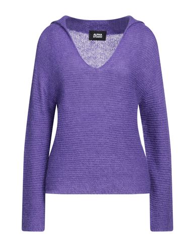 Alpha Studio Woman Sweater Purple Size 6 Polyamide, Mohair wool, Wool