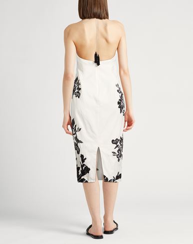 Woman Midi dress White Size L Linen, Cotton