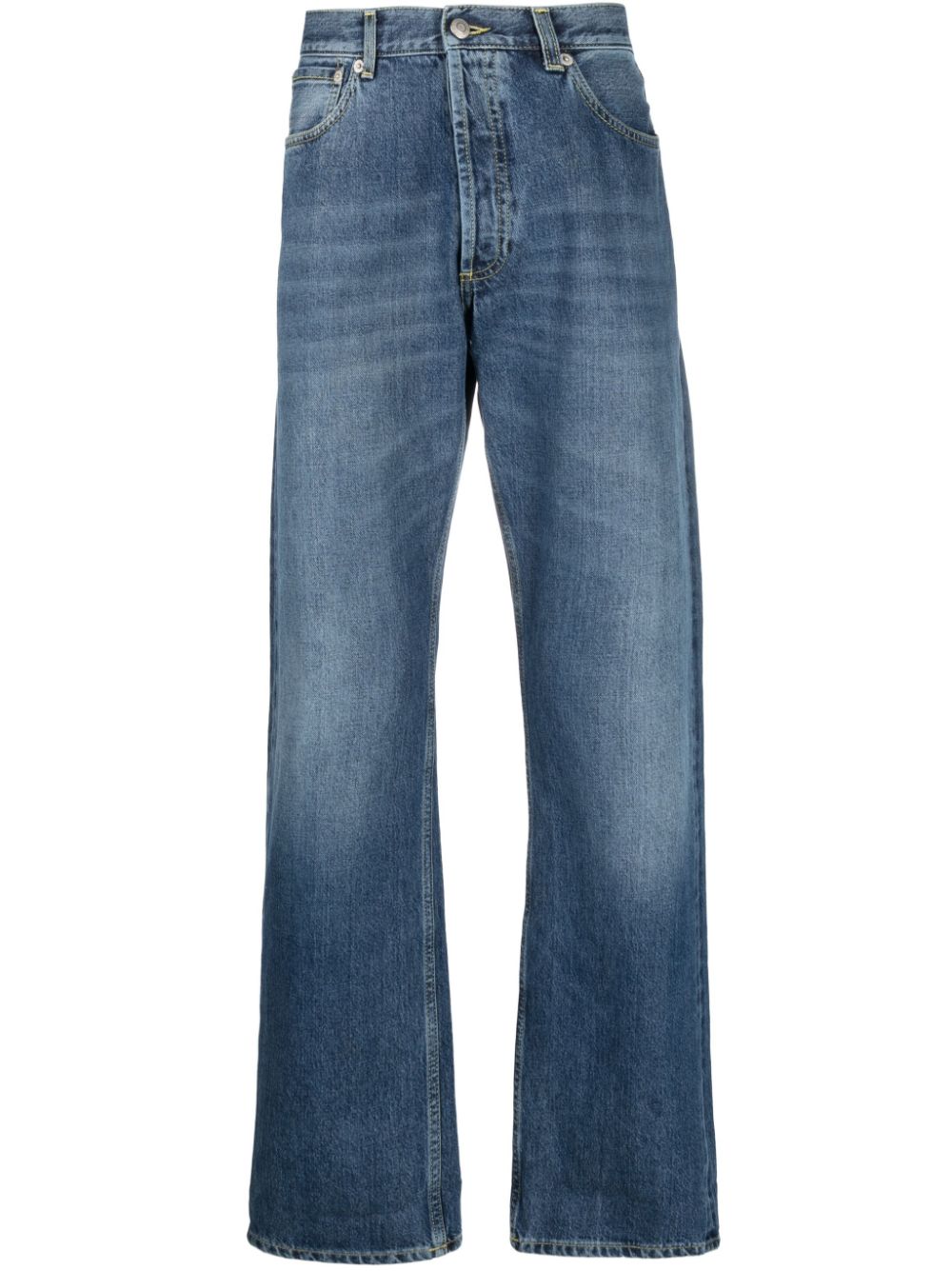 Appliqué-detail straight-leg jeans - Blue