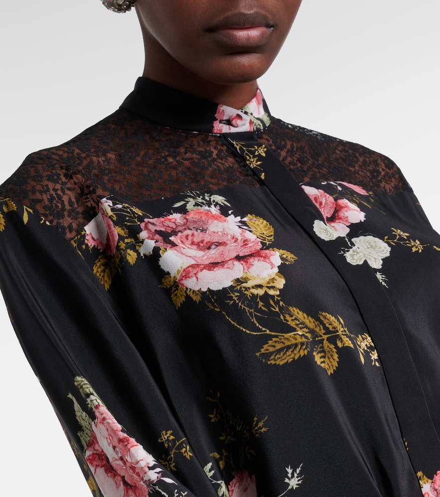 Floral silk crêpe de chine minidress
