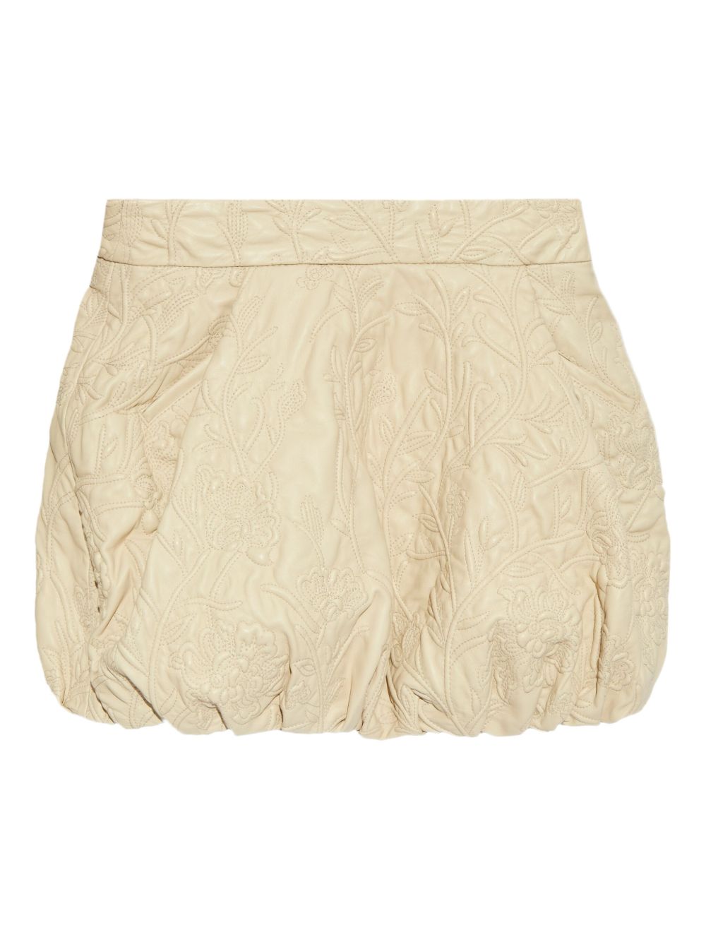 Embroidered leather skirt - Neutrals