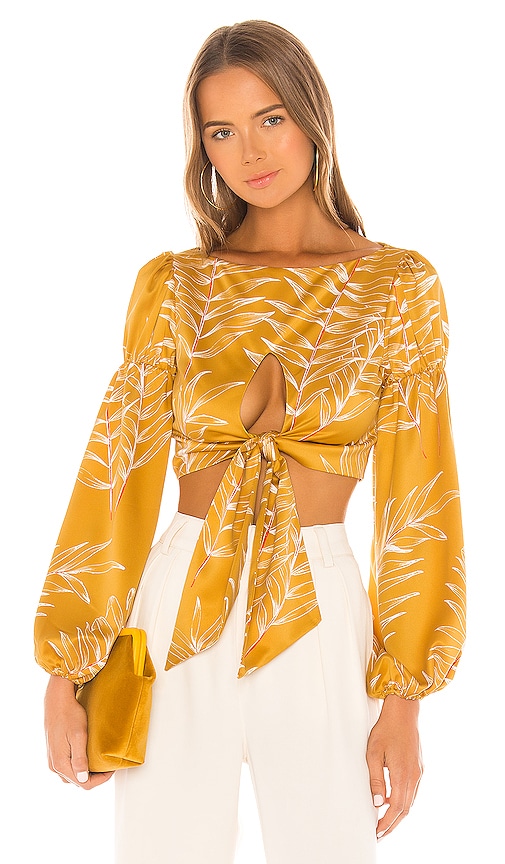 Camila Coelho OBERTEIL MARCIA in Mustard. Größe XS. Also in M