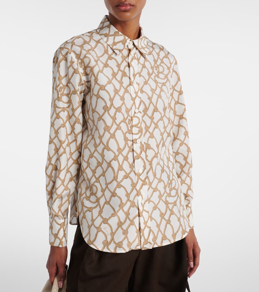 Printed silk poplin shirt