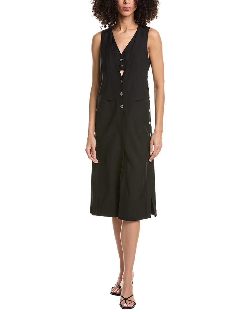Tailored Vest Wool-Blend Midi Dress