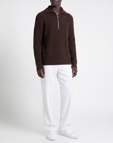 Man Turtleneck Dark brown Size L Cotton, Polyester, Elastane, Wool