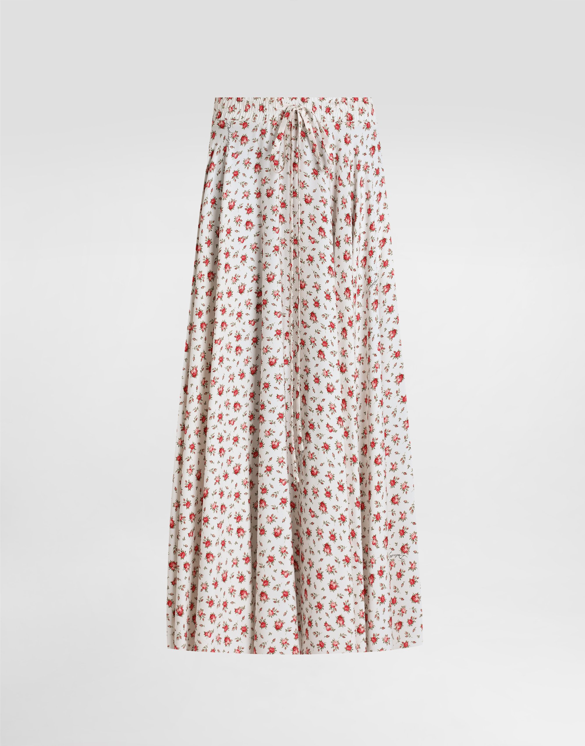Small rose-print charmeuse circle skirt