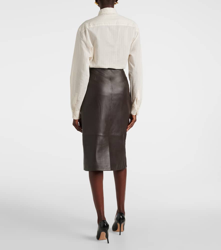 Leather midi skirt
