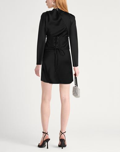 Woman Mini dress Black Size 4 Polyester, Cotton, Silk