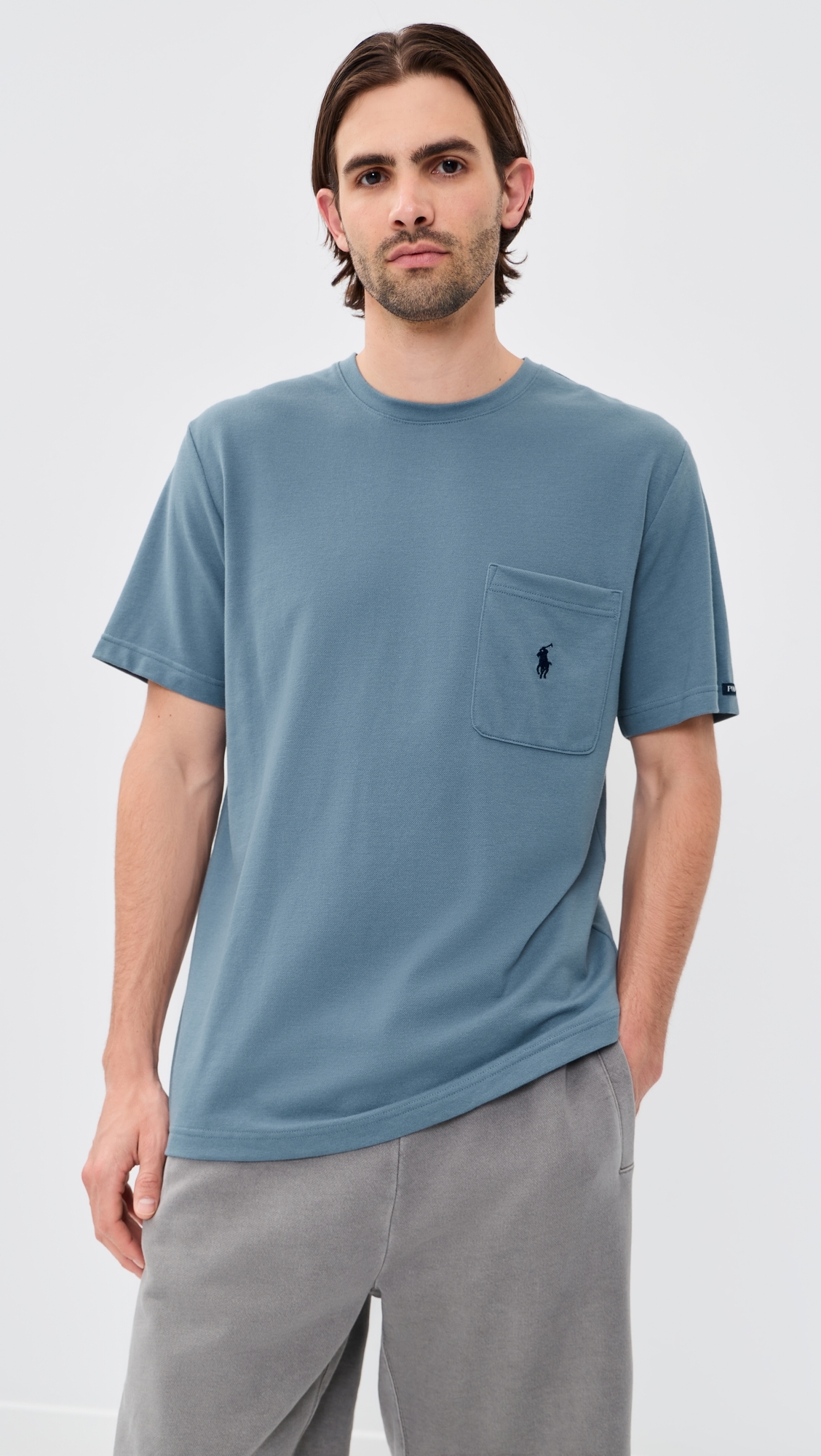 Feather Weight Mesh Pocket Crew Tee Bluestone/Cruise Navy PP