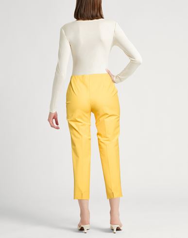 Woman Pants Yellow Size 6 Cotton, Elastane