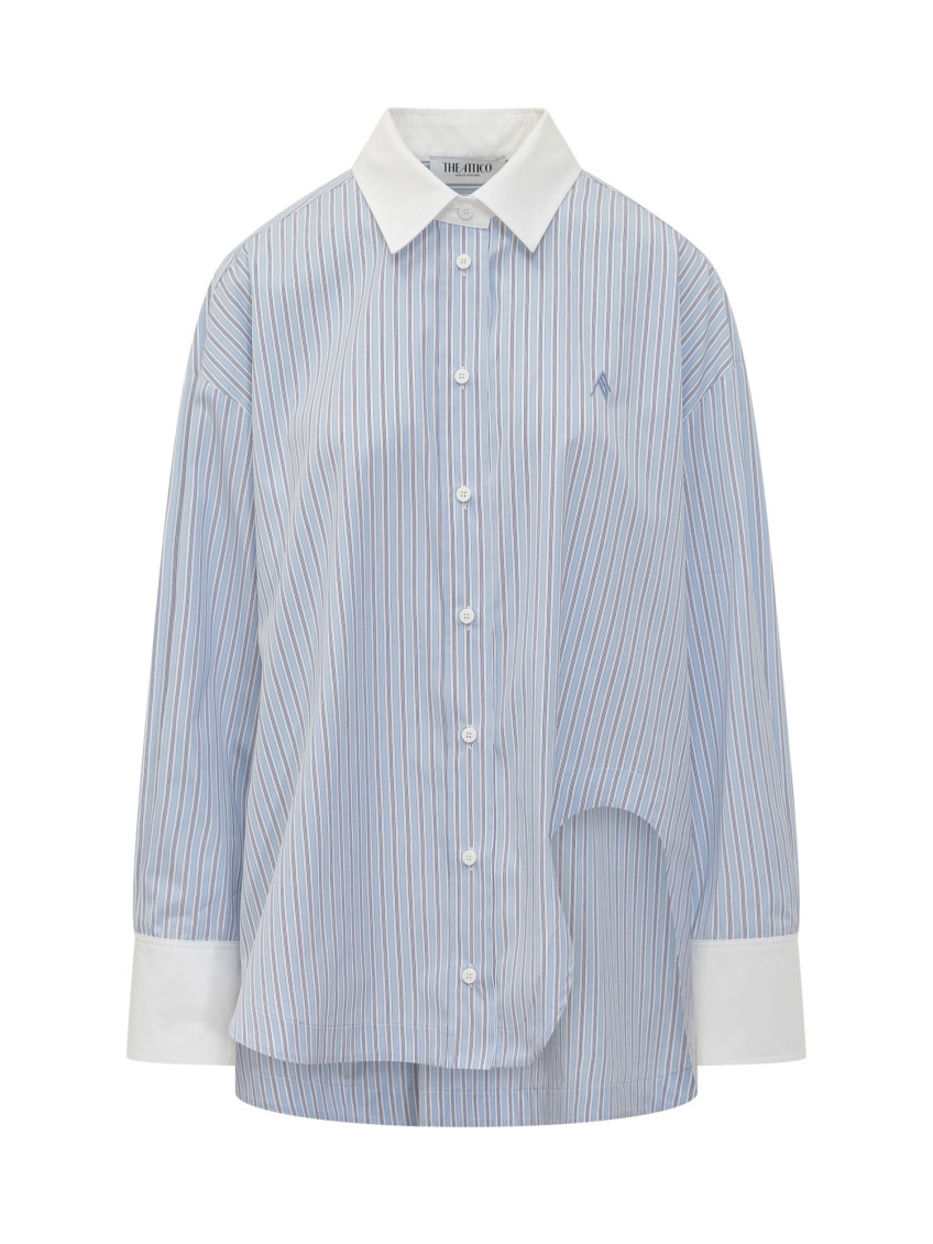 Striped Cotton Shirt Shirts Light Blue