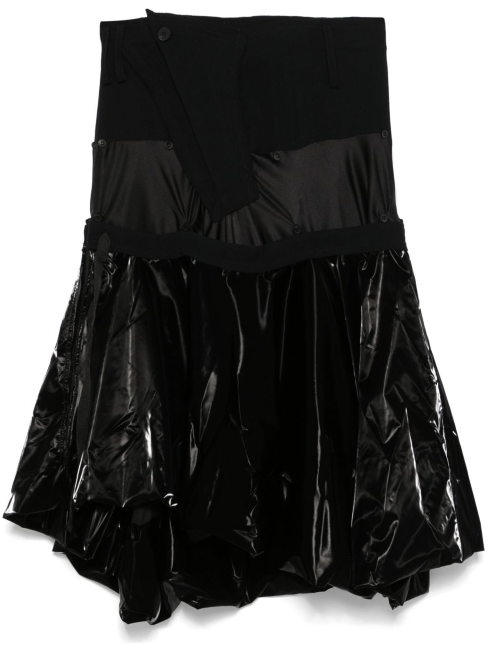 Layered balloon midi skirt - Black