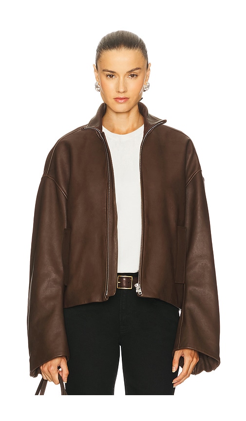 GRLFRND Romy Leather Jacket in Chocolate Brown - Chocolate. M also in S, XXS, XS