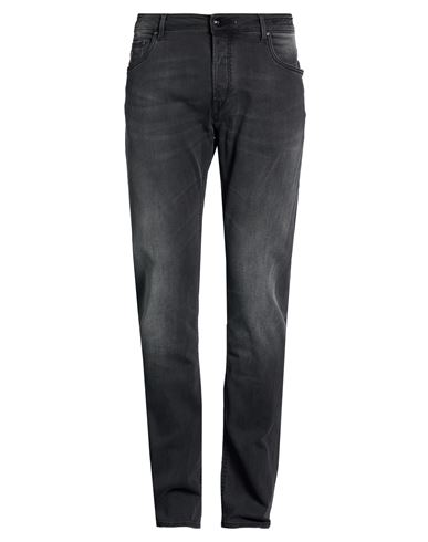 Man Jeans Black Size 34 Cotton, Elastomultiester, Elastane