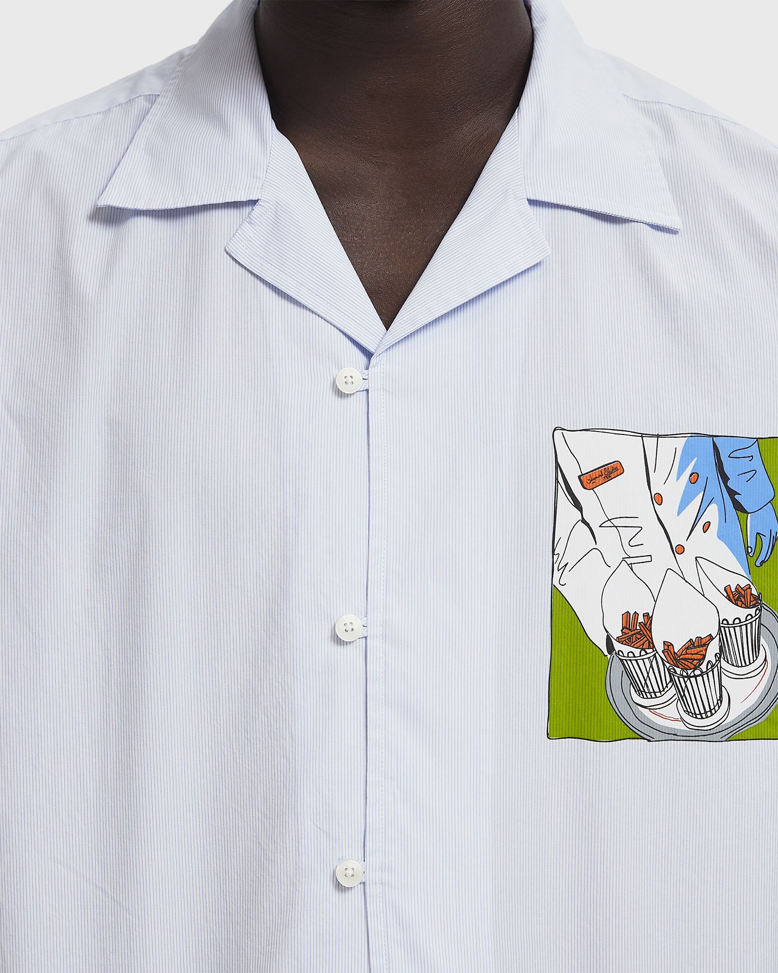 DRINKS AND FRIES SHIRT blue male Shortsleeves now available at BSTN