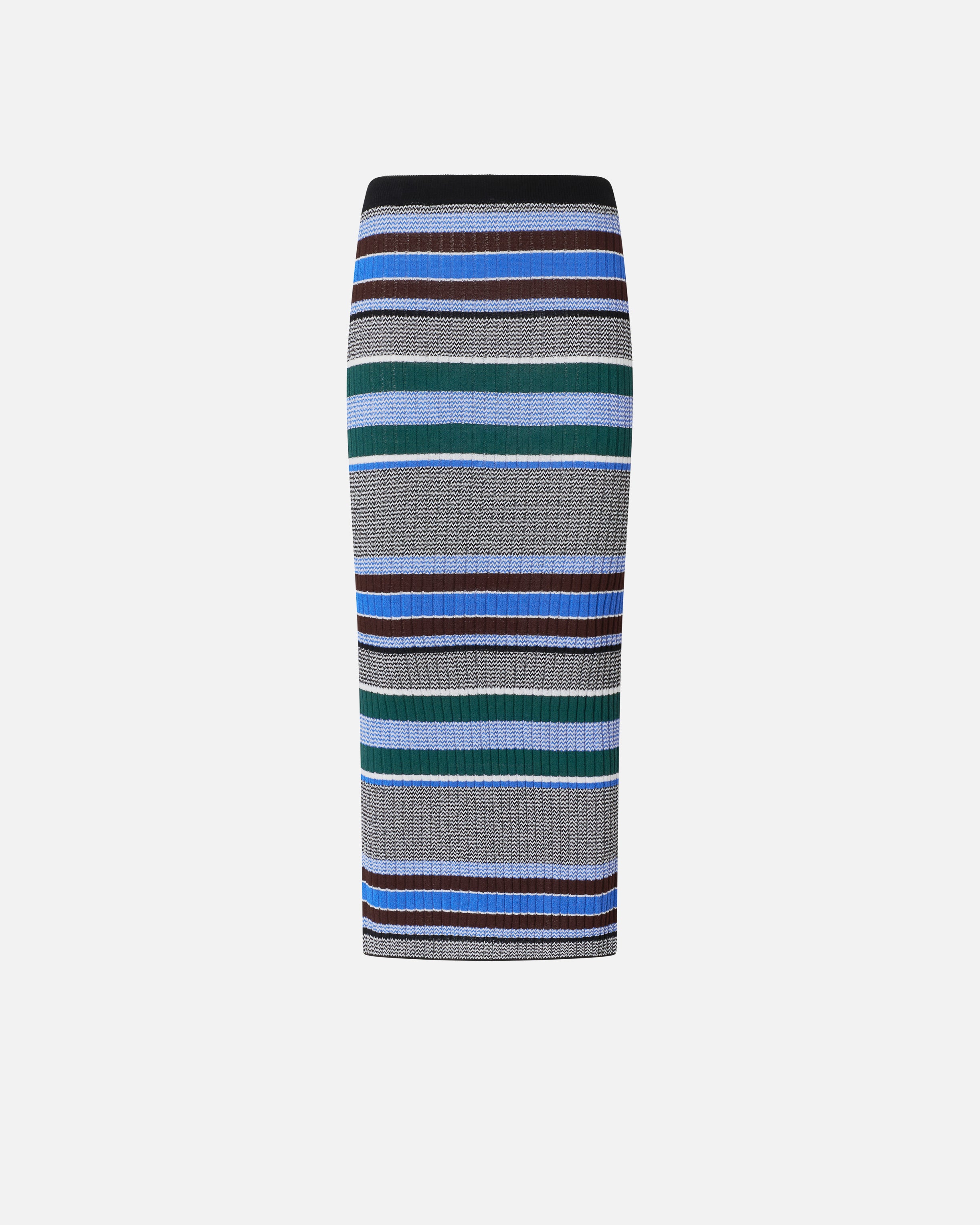 Calf-length striped knit slim-fit skirt - L