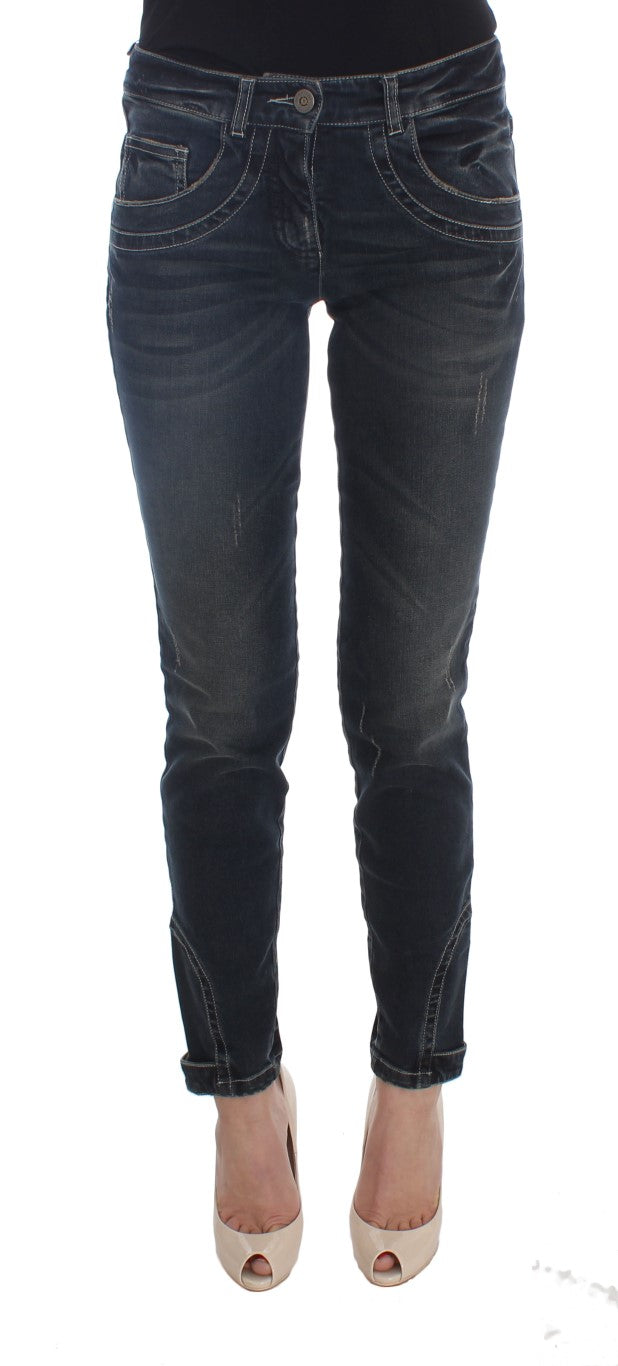 Cotton-Blend Slim Fit Jeans — Blue