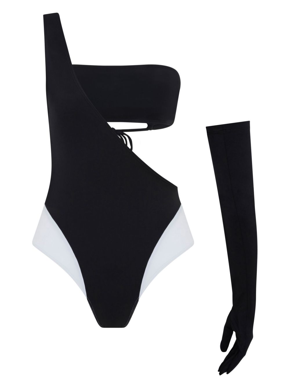 One-shoulder bandeau swimsuit - Black
