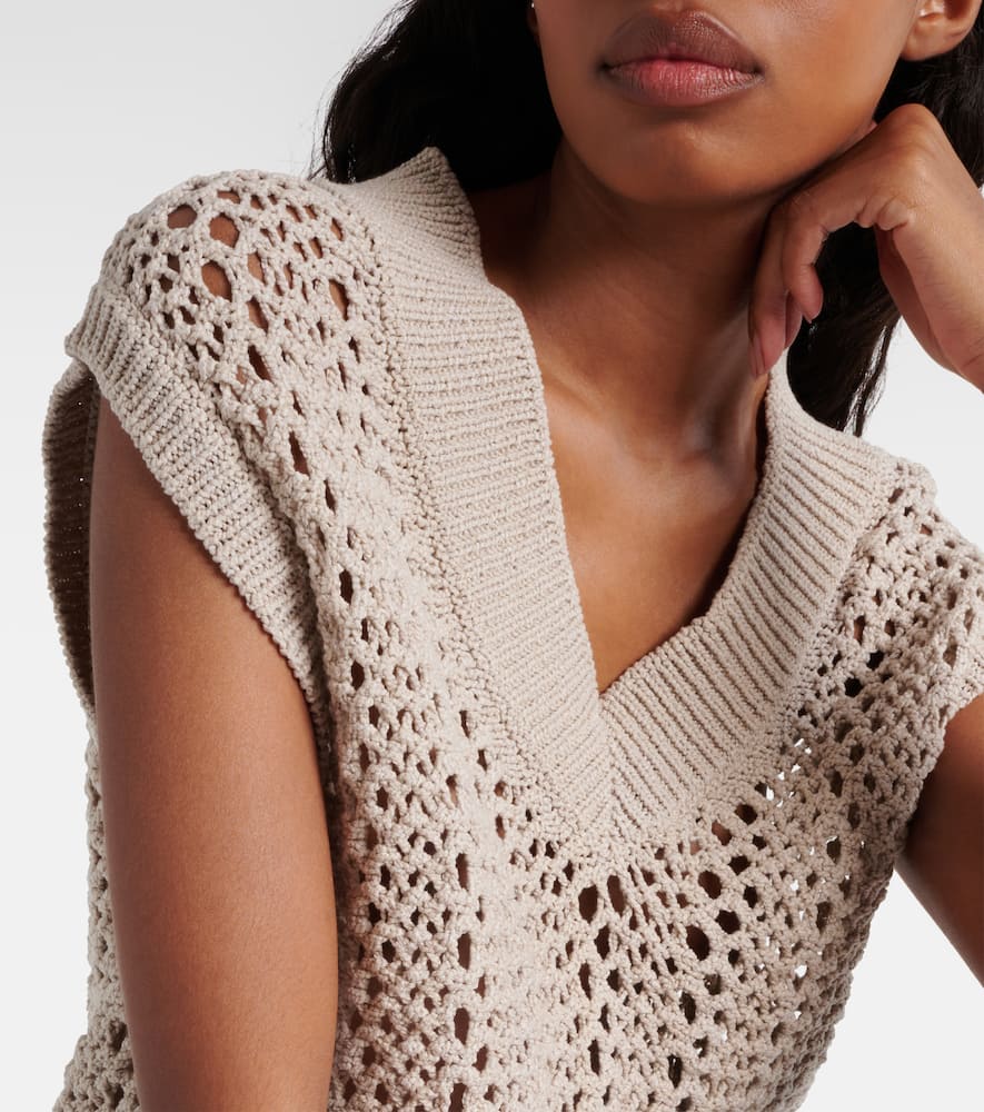 Open-knit cotton-blend sweater vest