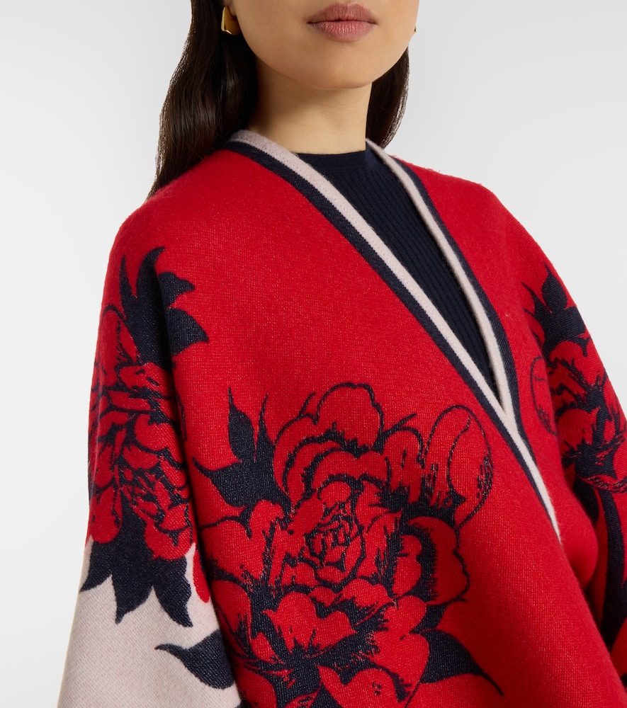 Soul floral wool and silk poncho