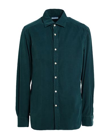 Man Shirt Dark green Size 17 Cotton