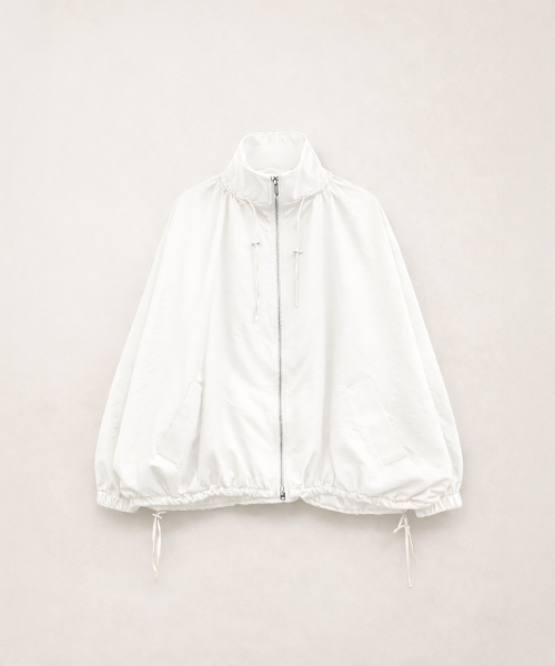 Glossy Shirring String Jacket White