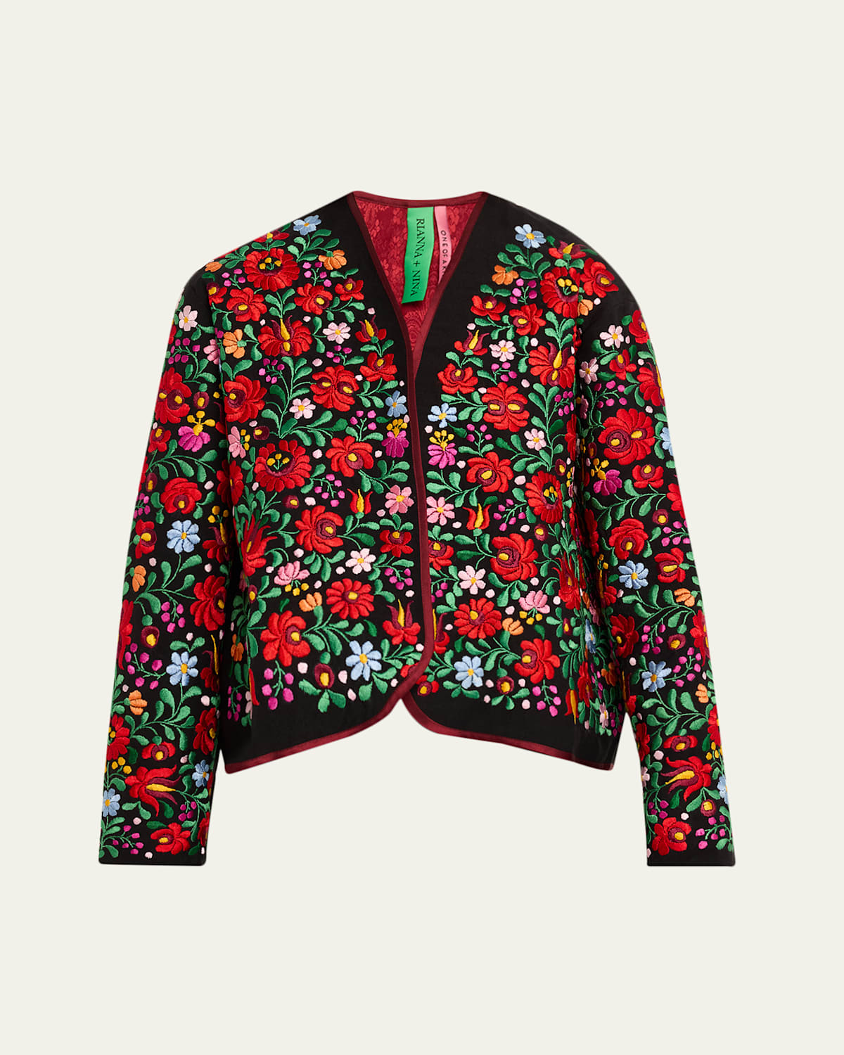 Floral Embroidered Mini Blouson Jacket