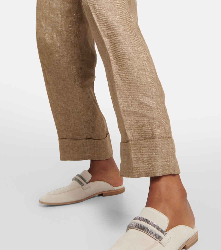 Mid-rise tapered linen pants