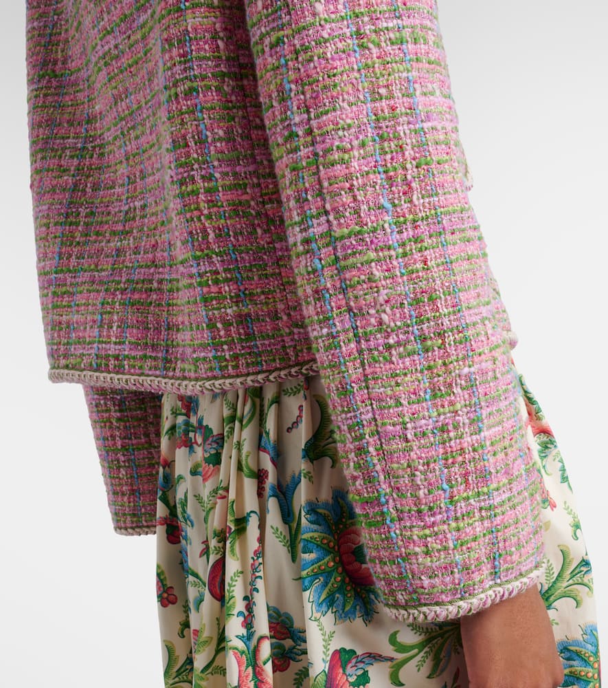 Checked cotton-blend tweed jacket