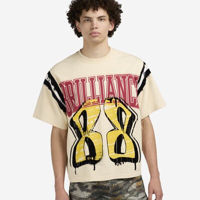 Men's Victory Flocking Crop T-Shirt in Grey