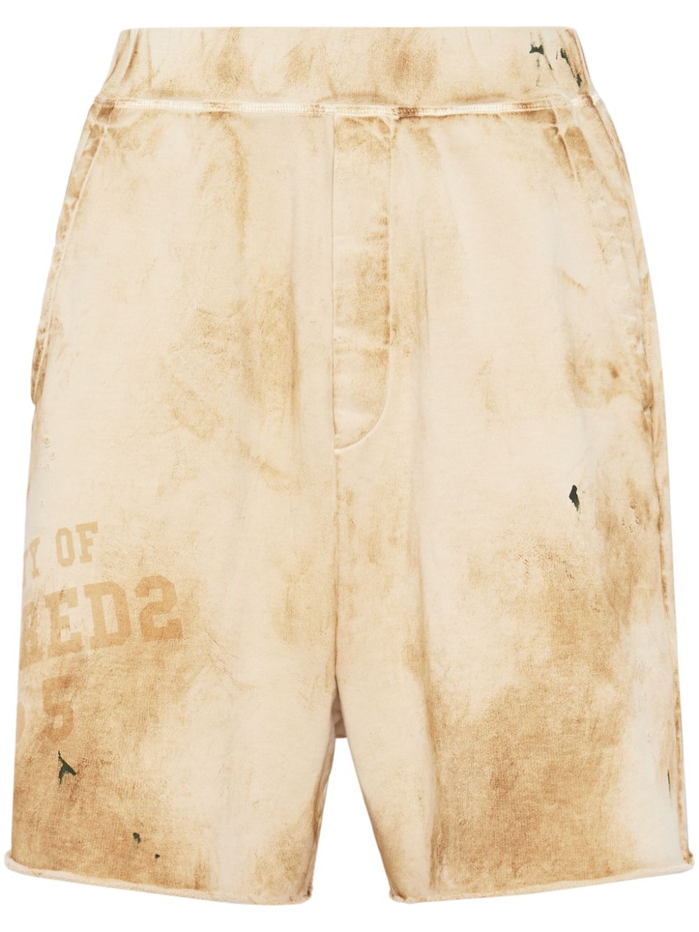 Logo-print distressed-effect track shorts - Neutrals
