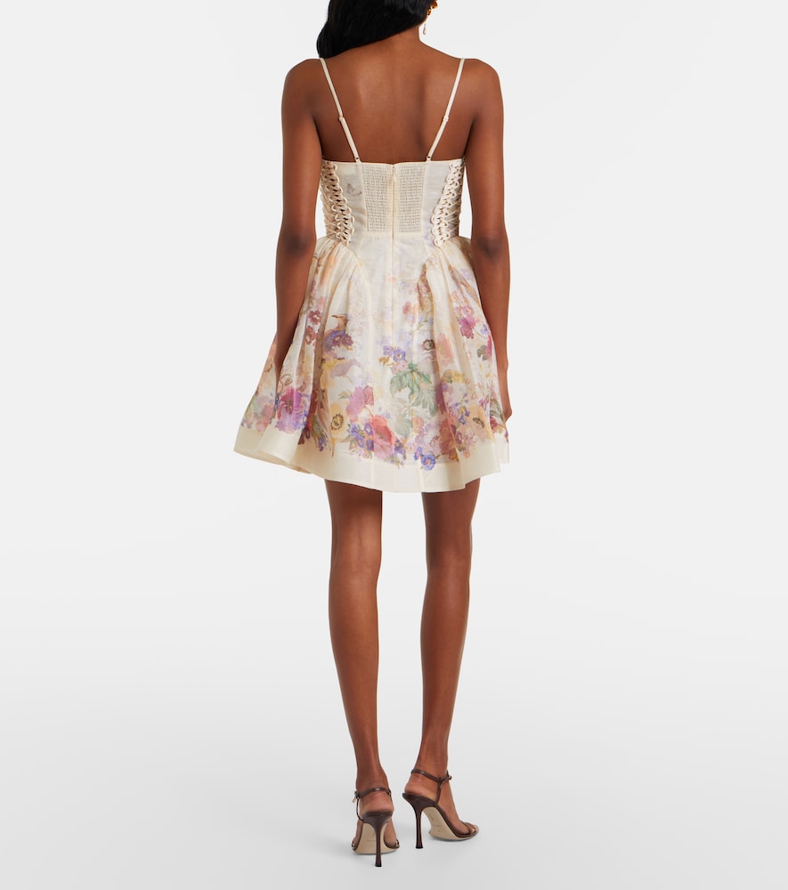 Alchemy floral linen and silk bustier dress
